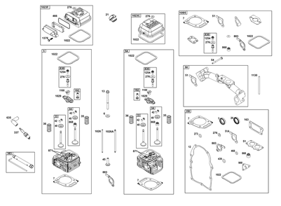 Cylinder Head Group Diagram and Parts List for 386447-3338-F1 200000 - 399999 Briggs and Stratton Engine